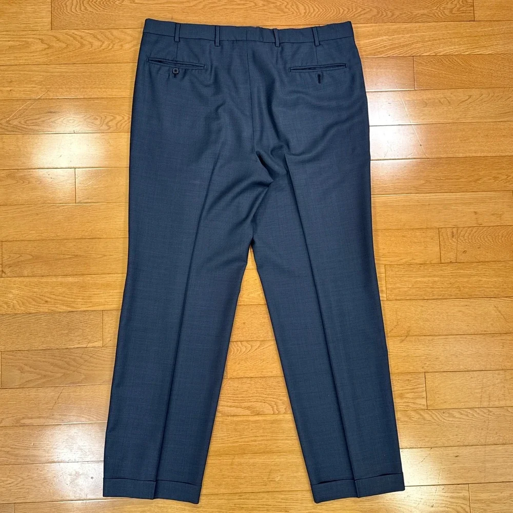 Valentino Mens 44 Blue Gray 100% Virgin Wool Flat Front Cuffed Dress Pants Italy